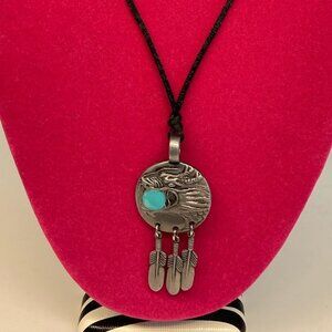 Necklace  DRAGON with Blue Ball and Feathers